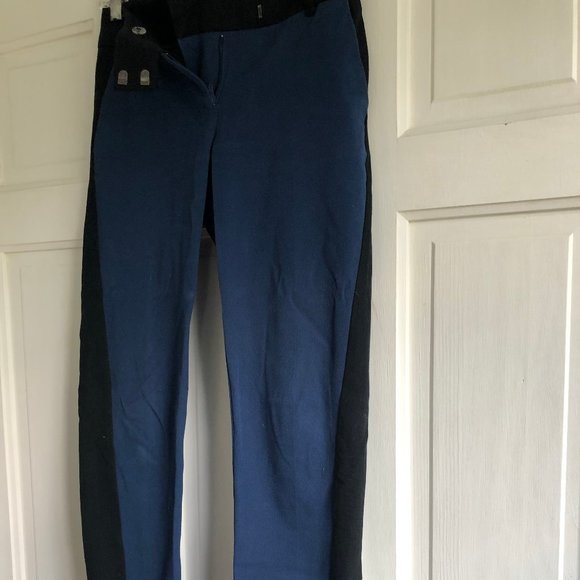 Stretch Extensible Navy Blue & Black Ankle Pants - Picture 2 of 4